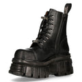 New Rock M-NewMILI083-S21 TOWER COMBAT BOOTS Black Leather Platform Biker Shoes - Knighthood Store