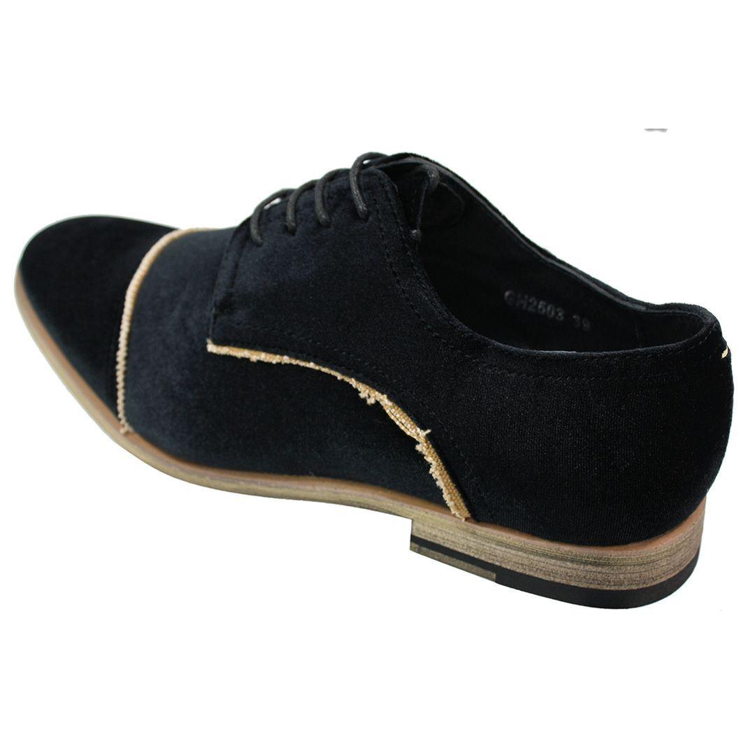 Mens Velvet Feel Shoes Blue Black Laced Smart Casual 5 6 7 8 9 10 11 - Knighthood Store