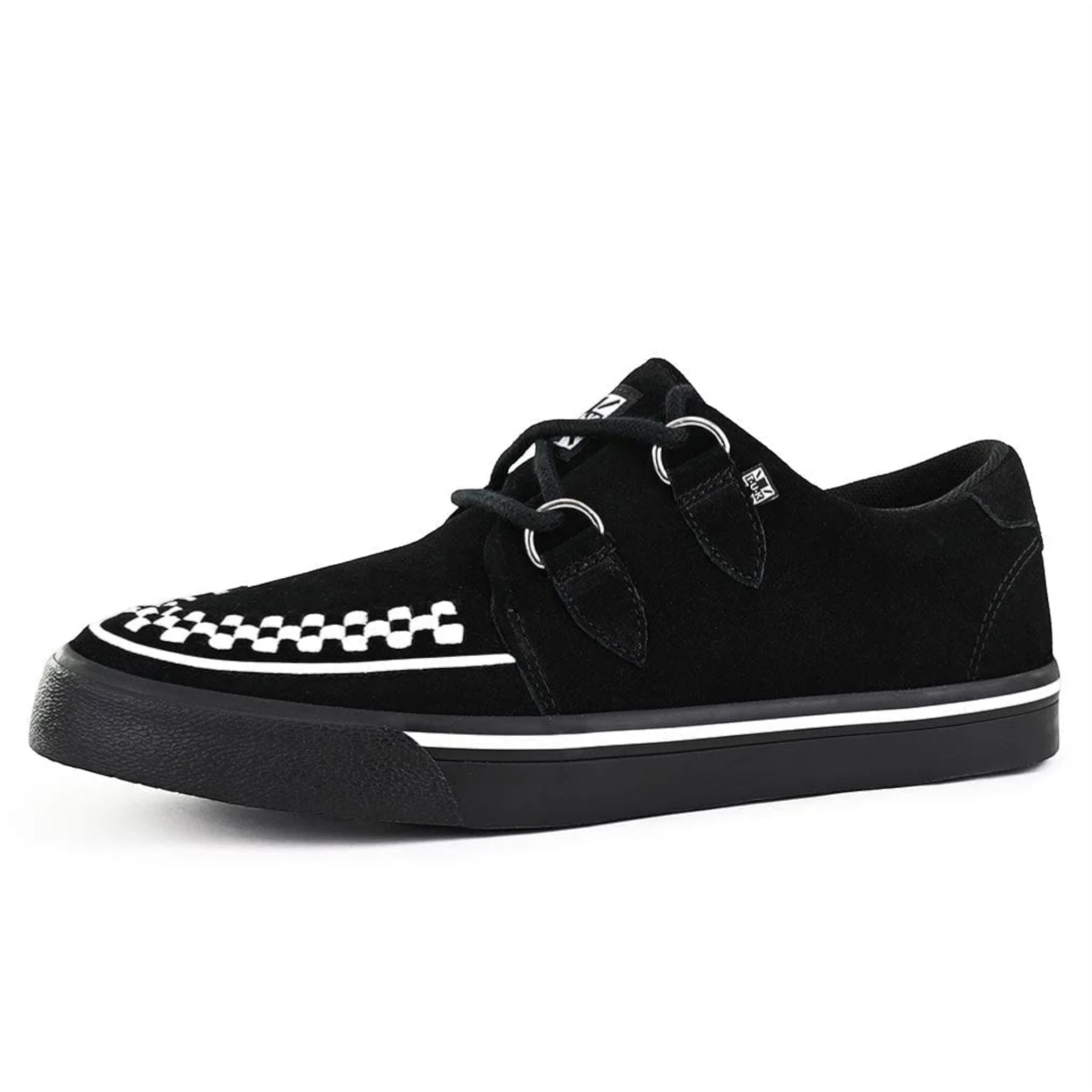 Pointed Creeper Sneaker Black White Suede Platform Shoes