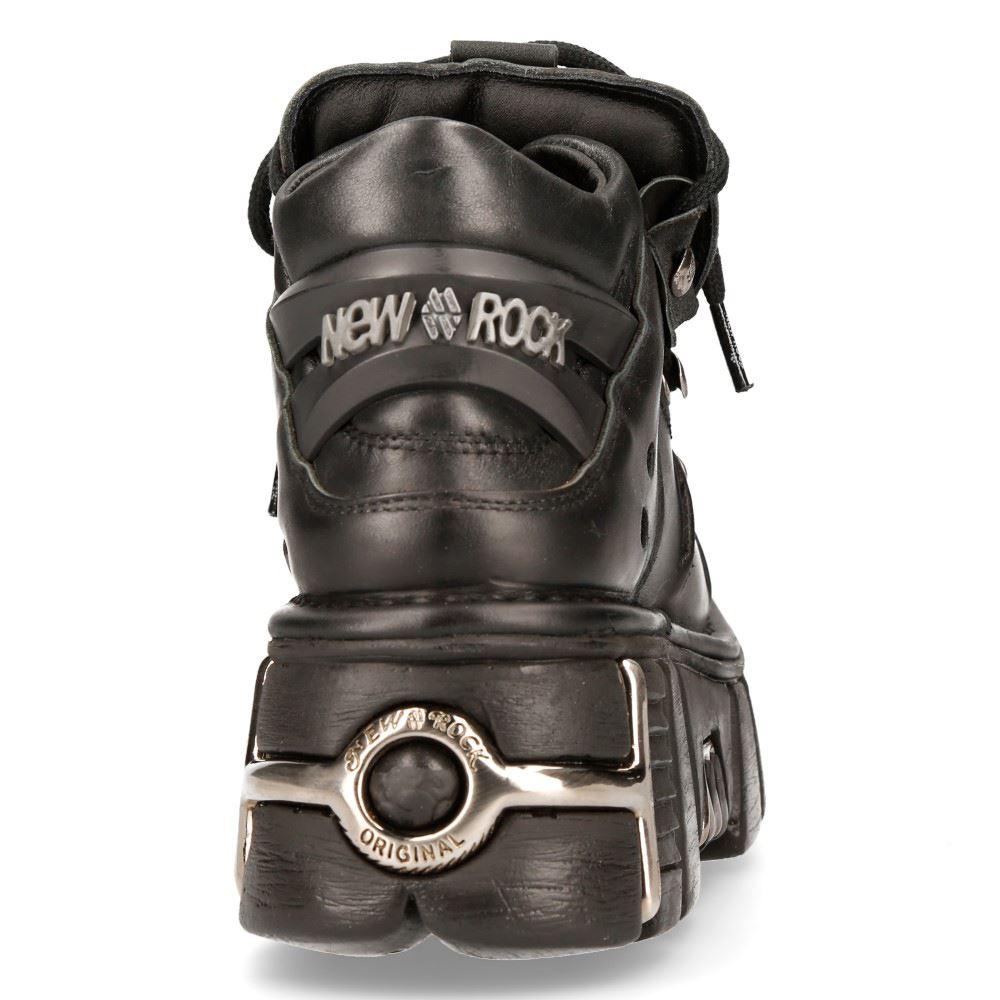 M106-s1 - New Rock Tower Unisex Metallic Black Natural Leather Biker G