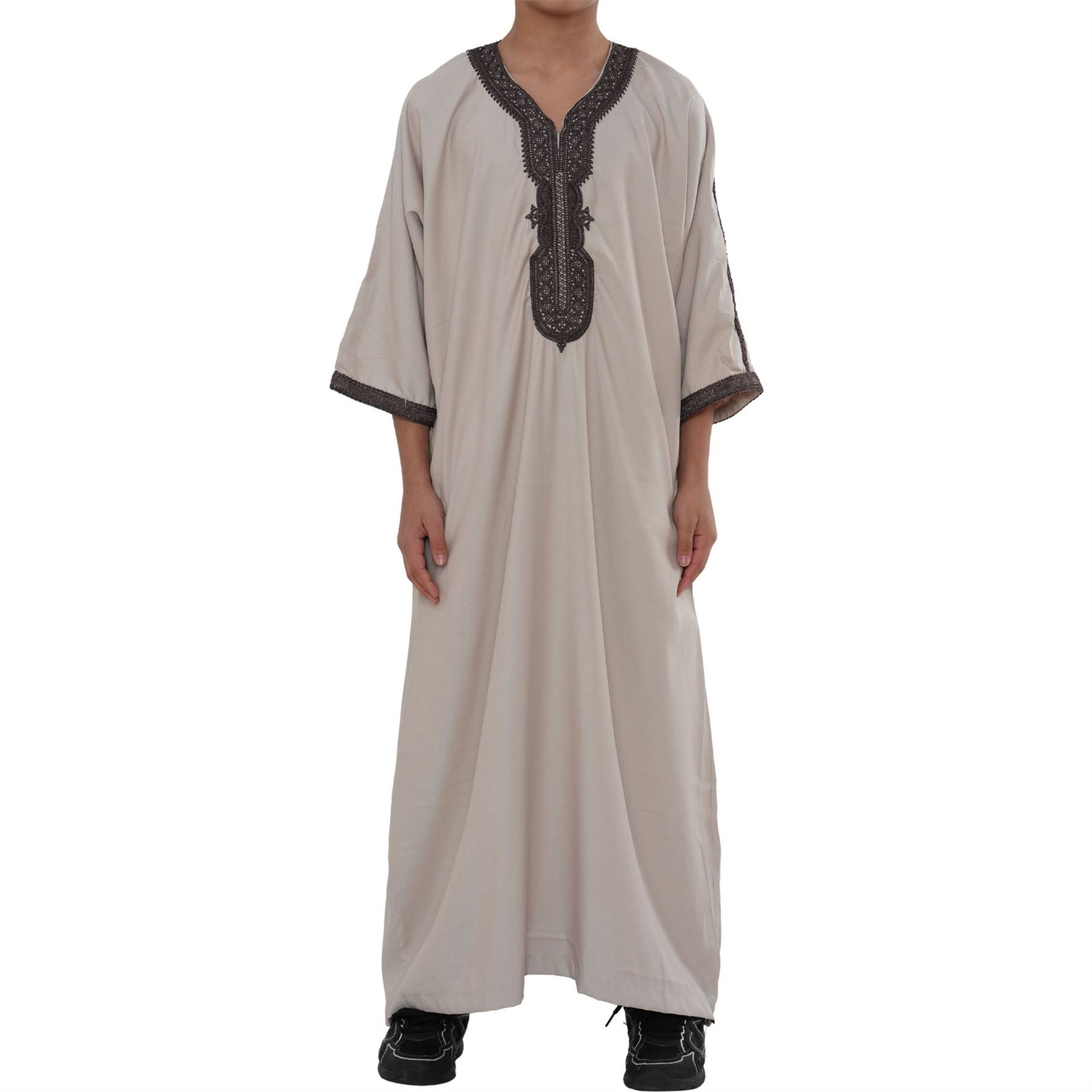 Boy's Moroccan Thobe Half Sleeve Gandoura Embroidery Kaftan