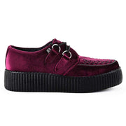 Viva High Creeper Burgundy Velvet Platform Lace-Up Shoes