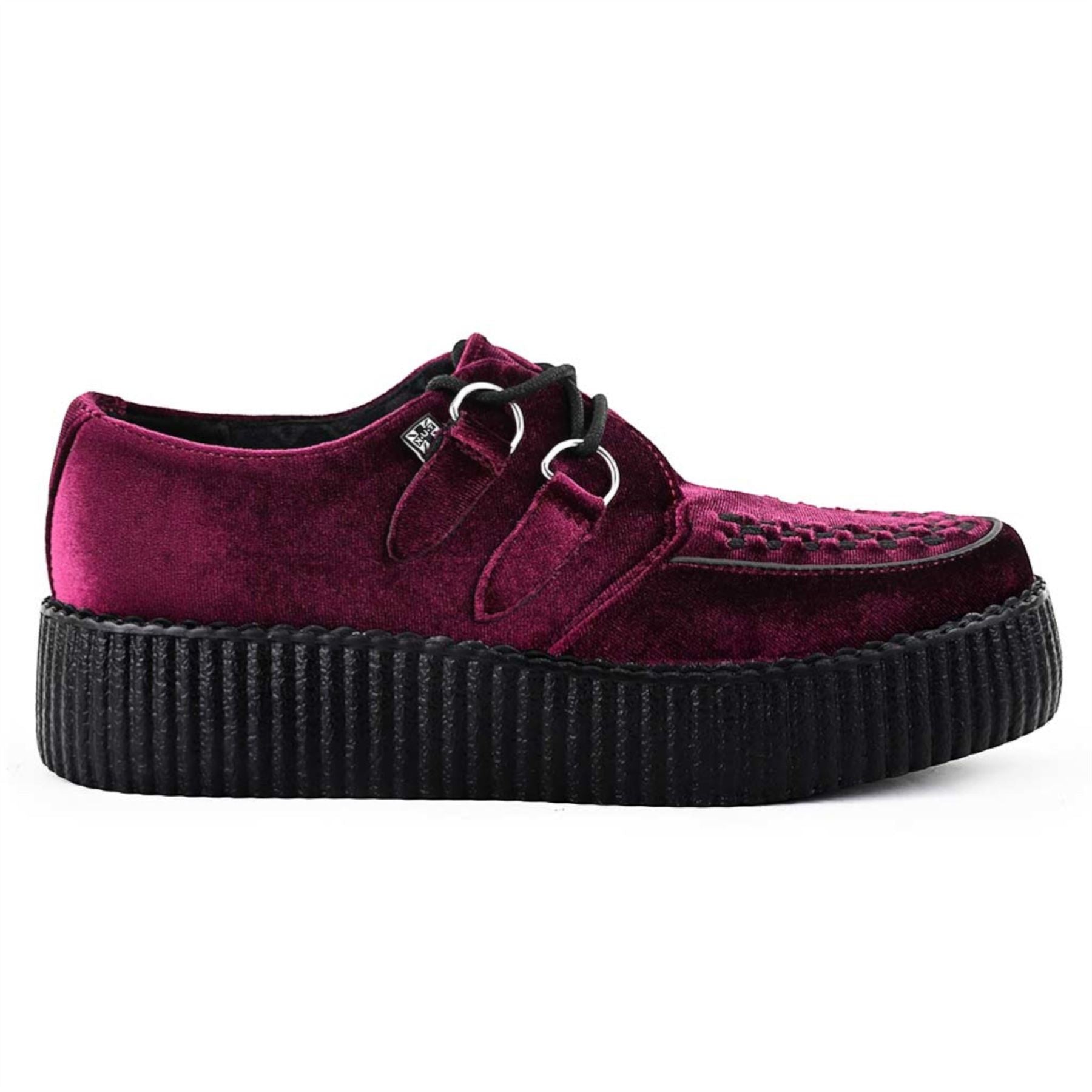 Viva High Creeper Burgundy Velvet Platform Lace-Up Shoes