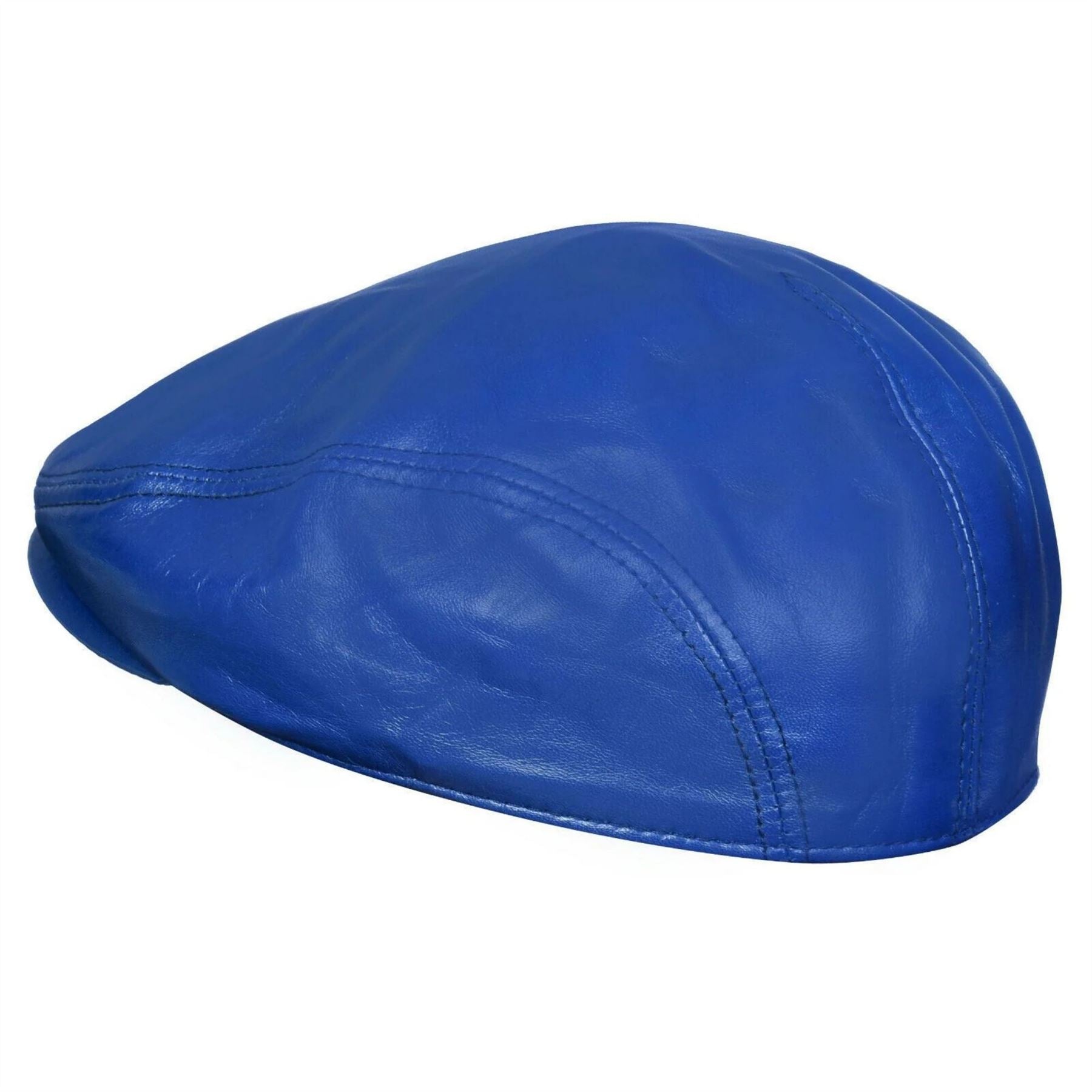 Men's Real Leather Ivy Newsboy Peaked Flat Cap