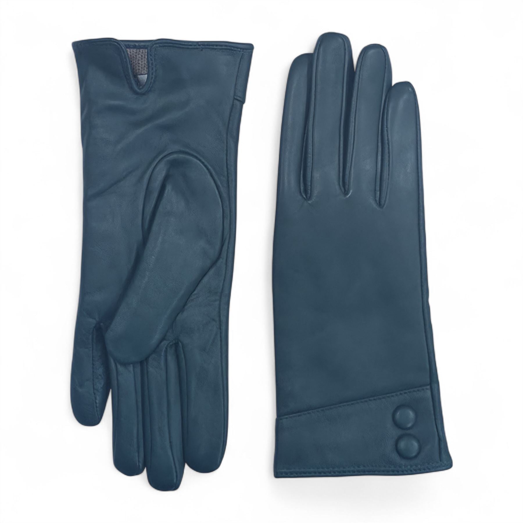 Women's Genuine Leather Decorative Buttons Gloves