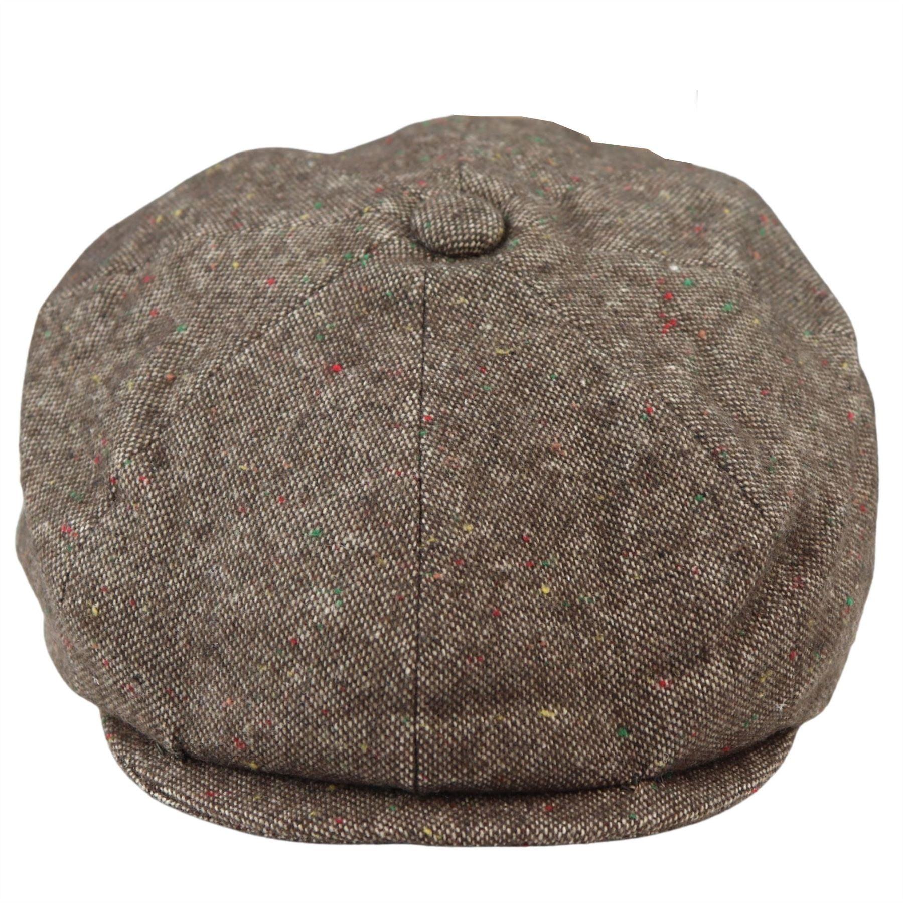 8 Panel Baker Boy Cap Shelby Hat Wool VIntage Tweed Classic Brown Grey Razor - Knighthood Store