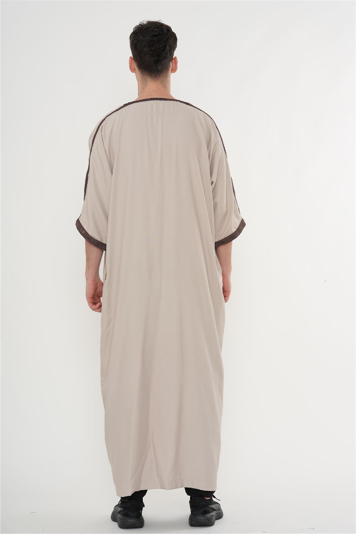 Men's Half Sleeve Embroidery Moroccan Thobe