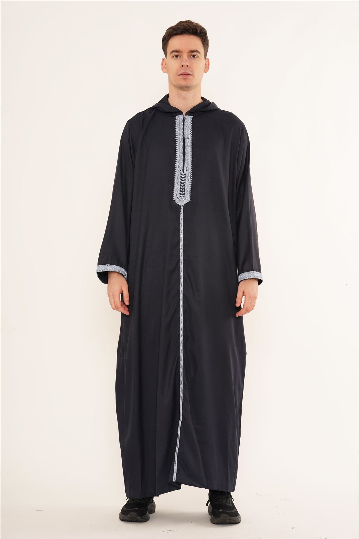 Men's Hooded Gandoura Embroidery Moroccan Thobe
