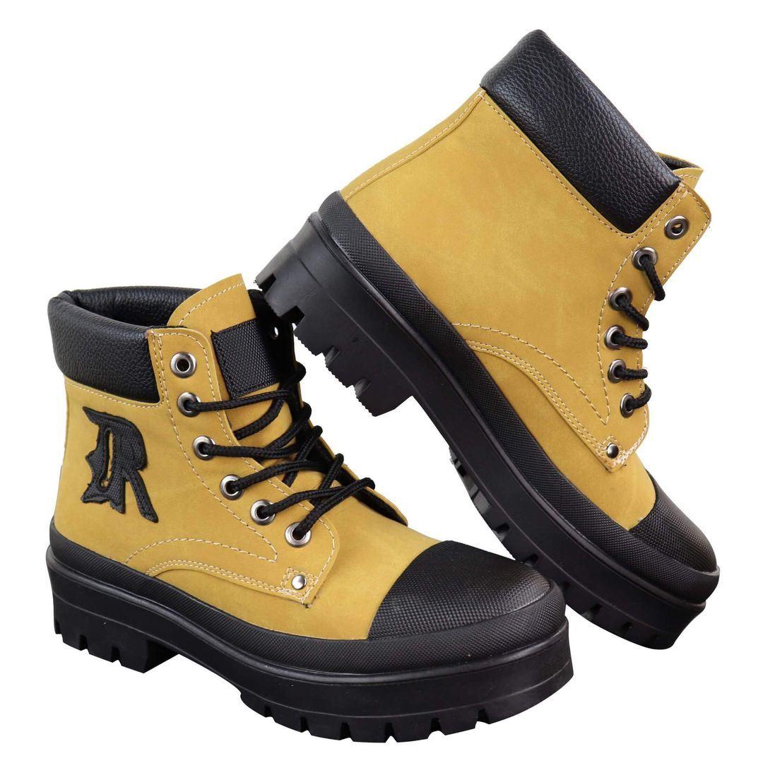 Mens Casual Work Laced R Boots Biker Work Combat Military PU Nubuck Leather - Knighthood Store