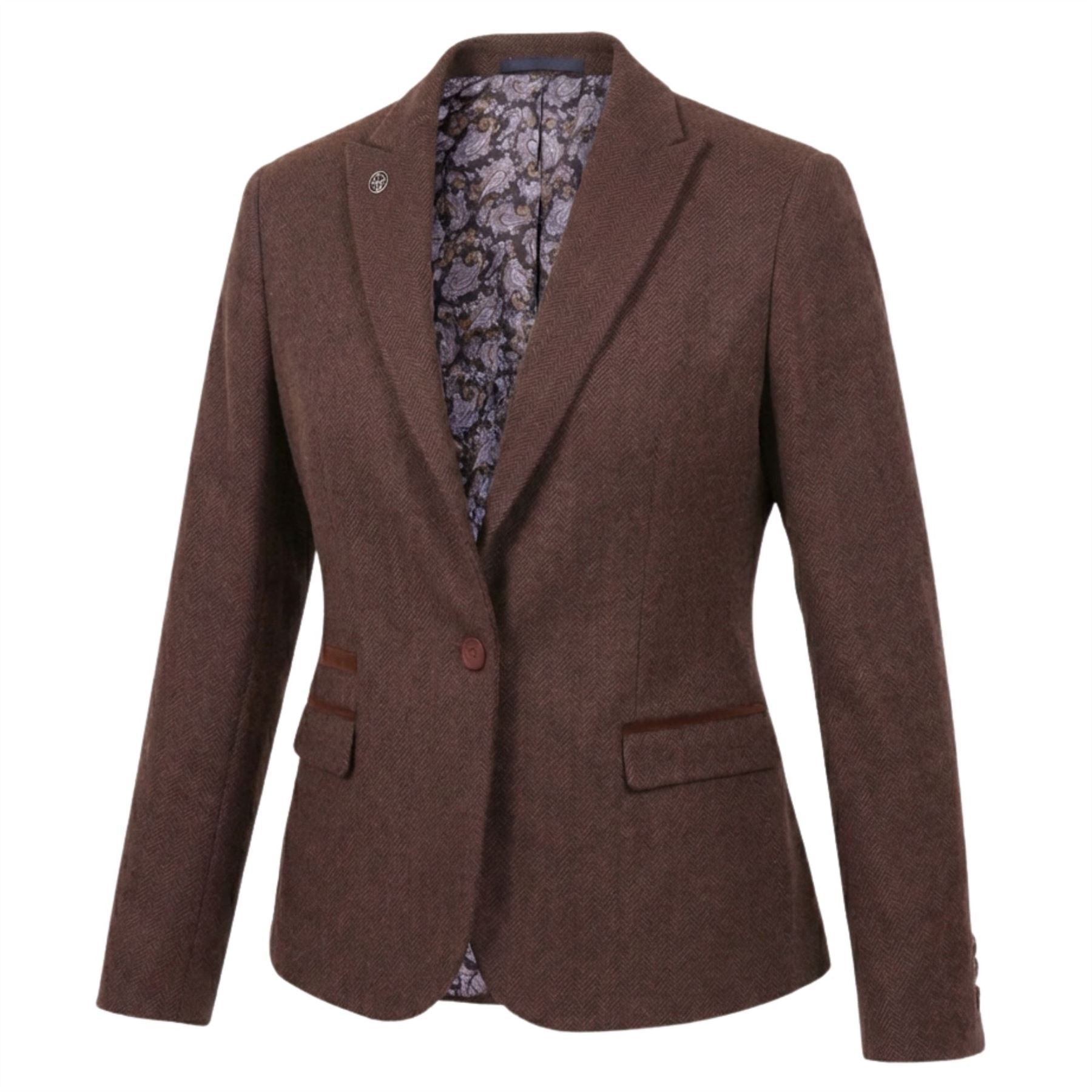 IMW-04 - Women's Brown Tweed Herringbone Blazer Waistcoat
