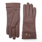 Women's Genuine Leather Adjustable Wrist Buckle Gloves