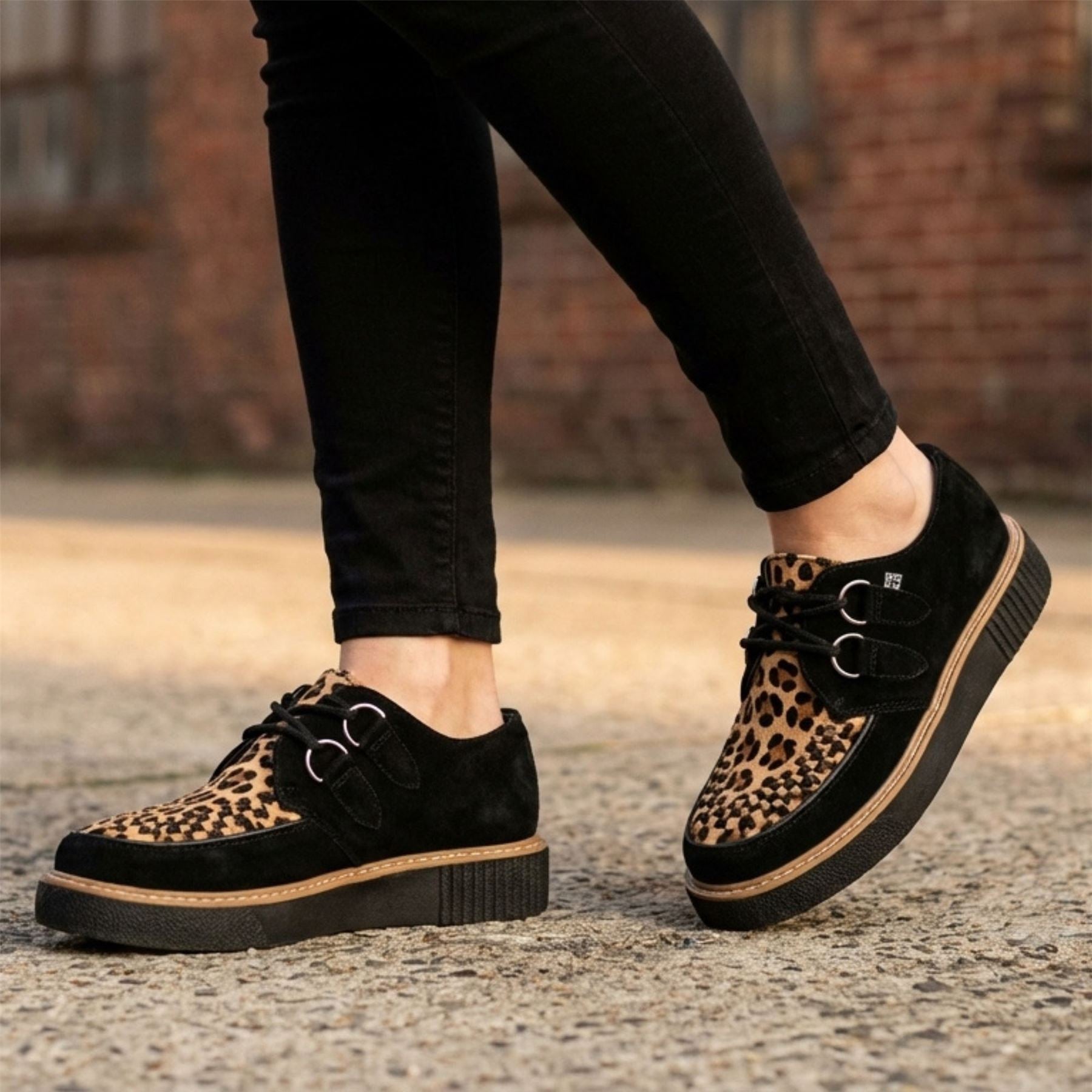 Pointed Creeper Sneaker Black Leopard Canvas Platform Shoes