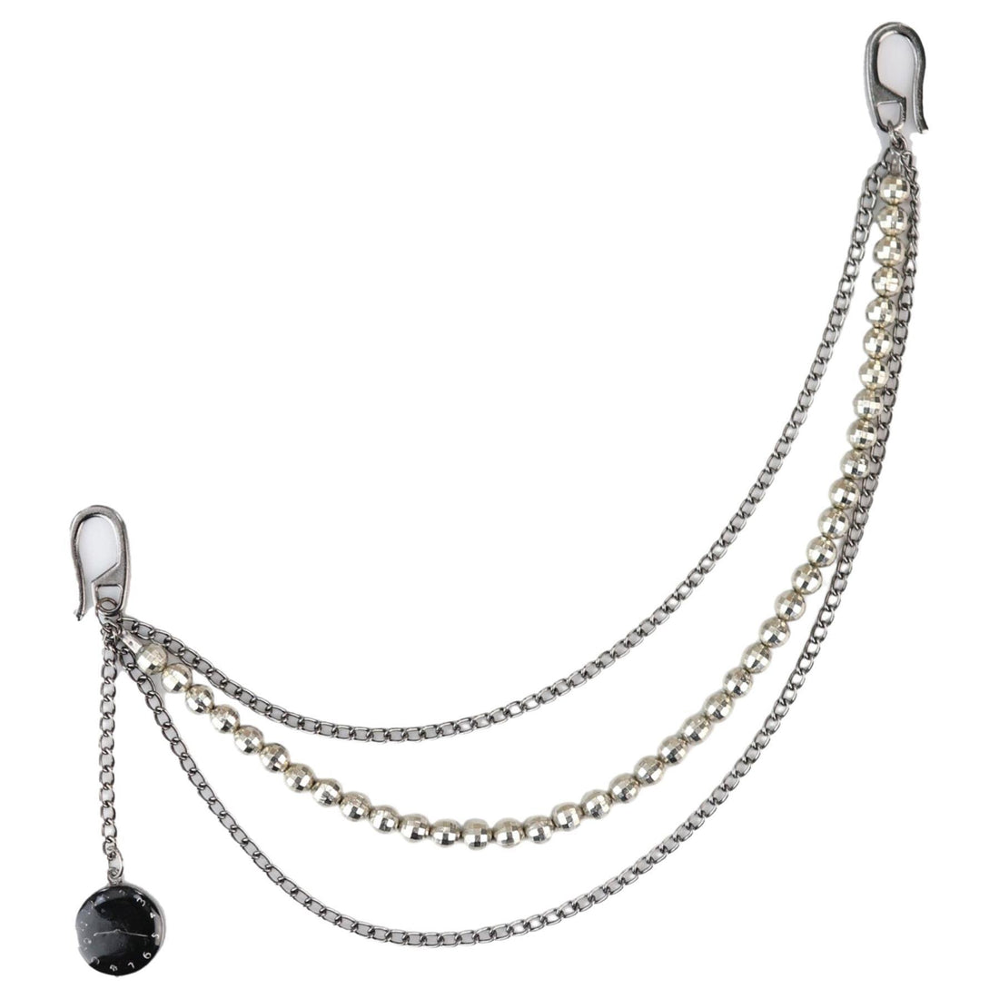 Waistcoat Pocket Chain Silver Clock Pendant Silver Bead Pocket Hook Vintage - Knighthood Store