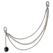 Waistcoat Pocket Chain Silver Clock Pendant Silver Bead Pocket Hook Vintage - Knighthood Store