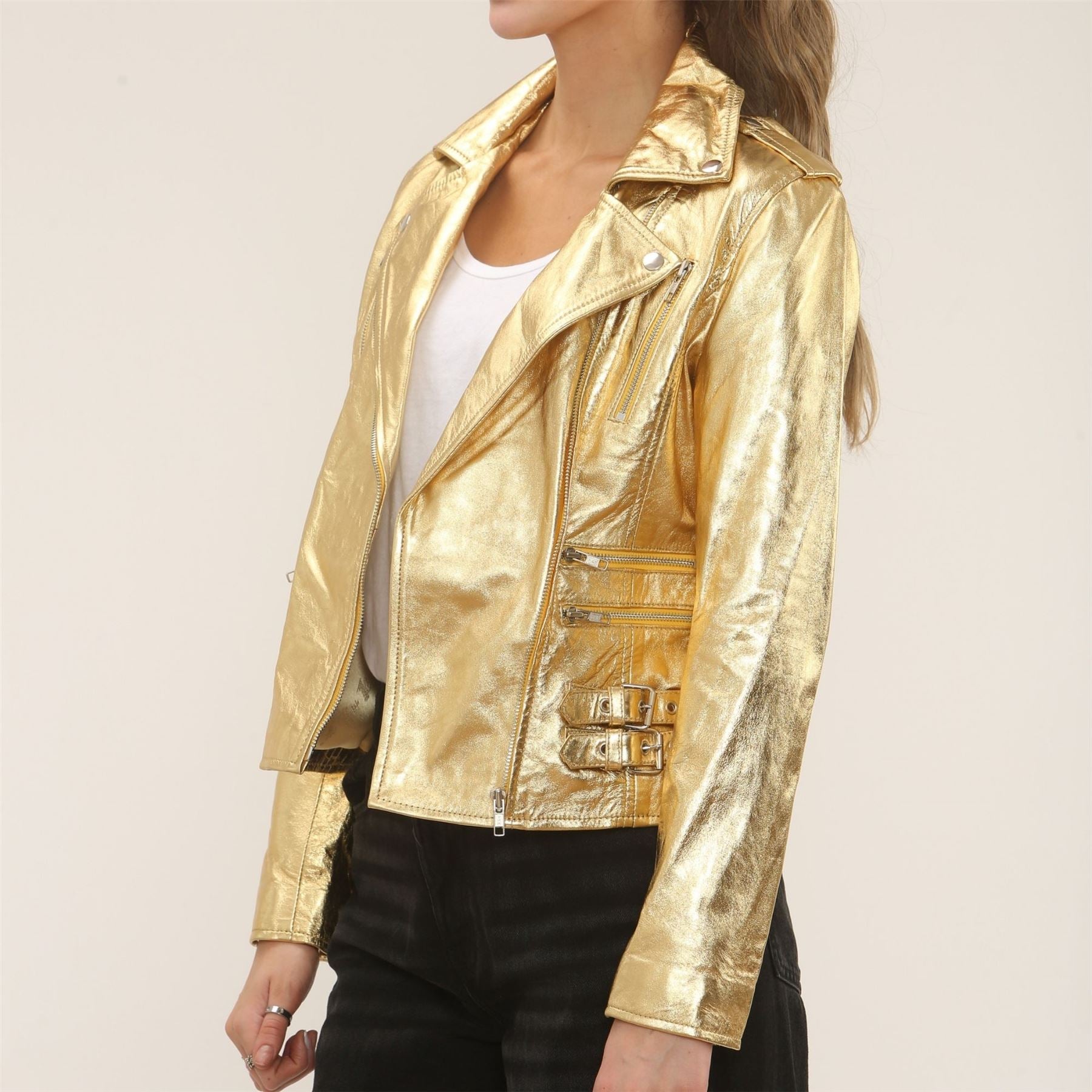 Women's Real Lamb Nappa Leather Vintage Biker Jacket