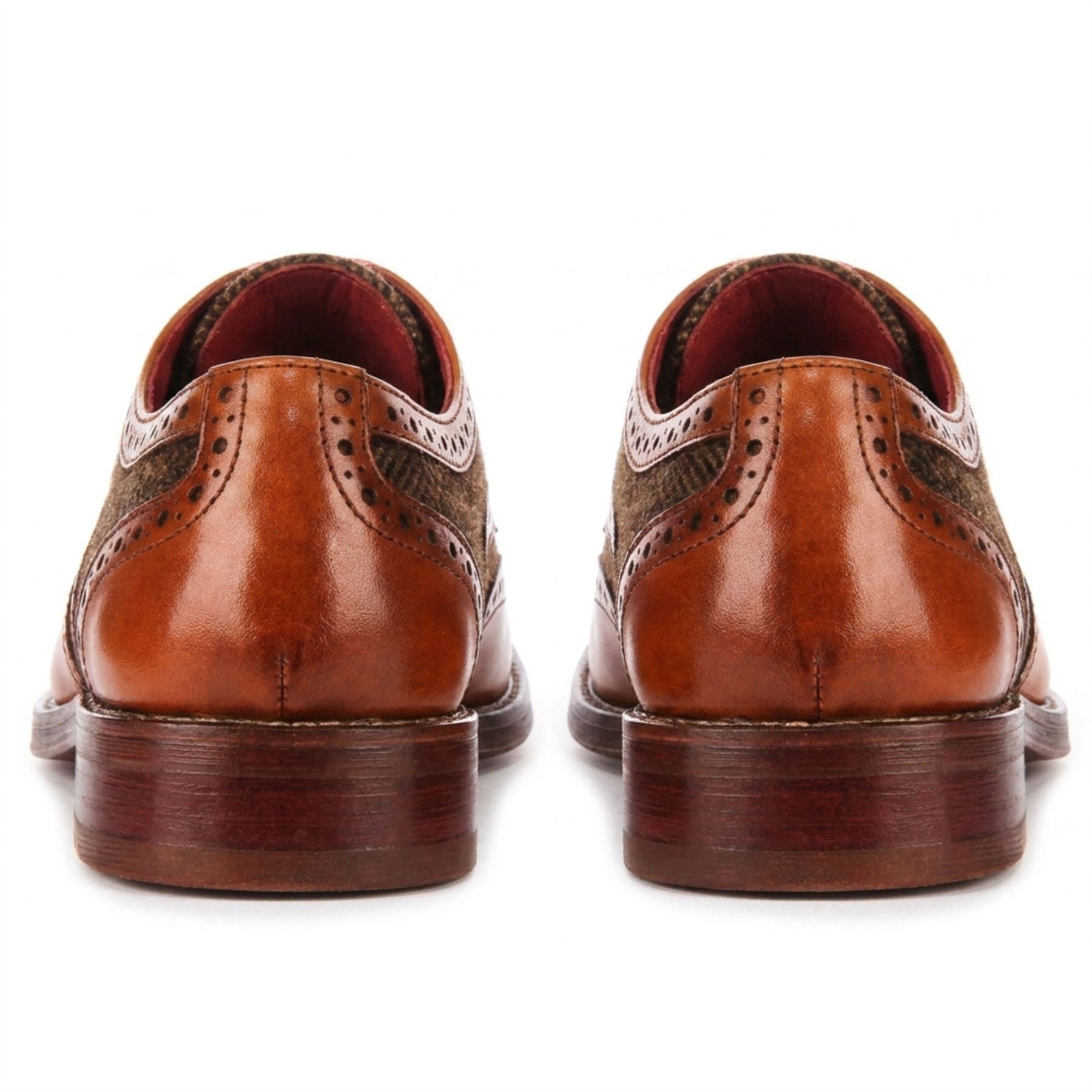 Arlo - Men's Tan Leather Tweed Brogue Shoes