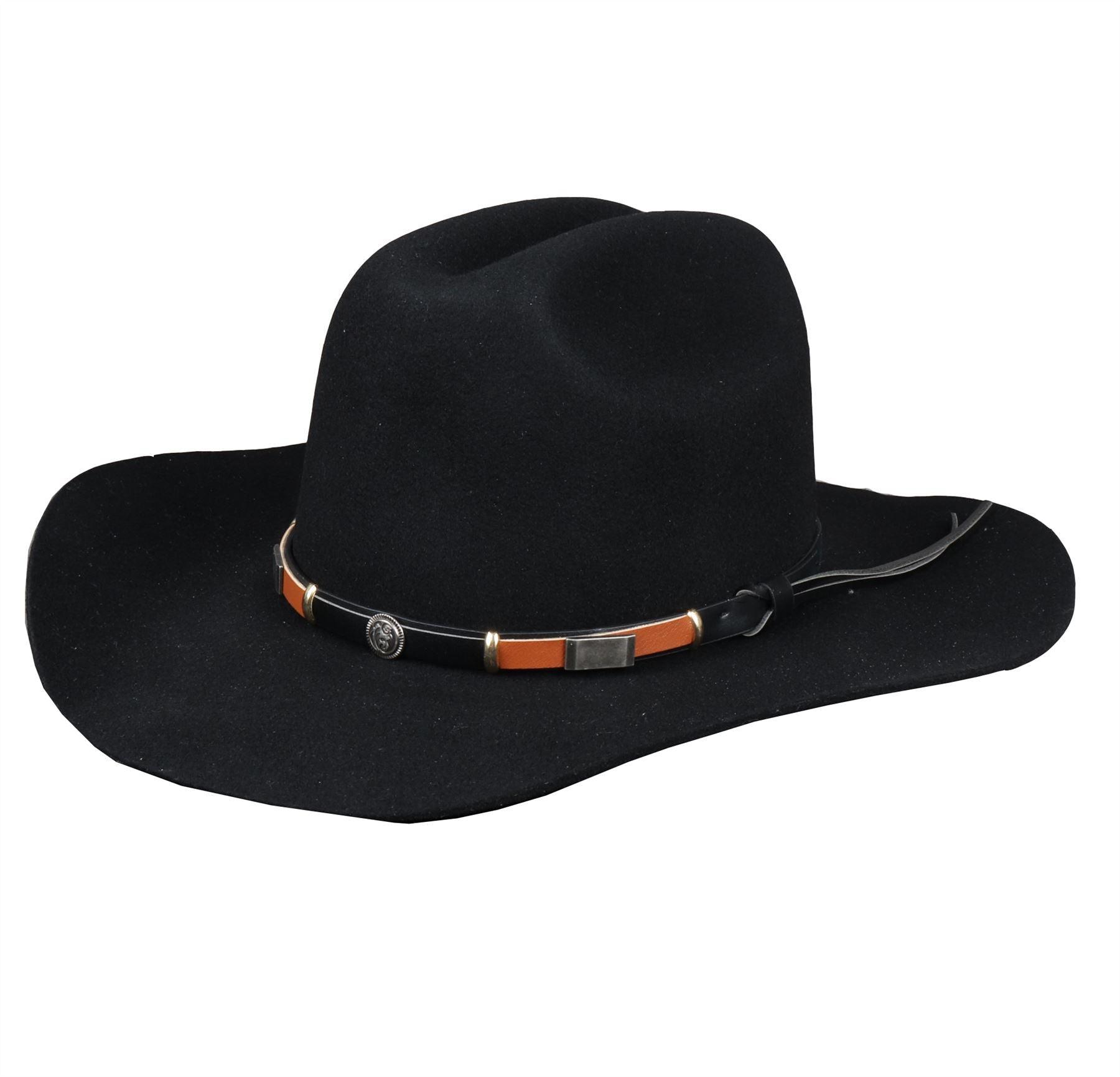 Men's Cowboy Hat 100% Wool Felt Wide Brim Fedora Western Cap - Knighthood Store