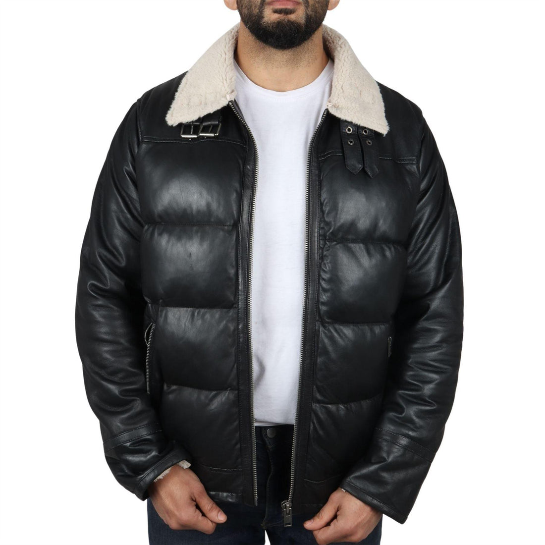 Men's Puffer Quilted Aviator Bomber Flying Fleece Lining Jacket - Knighthood Store