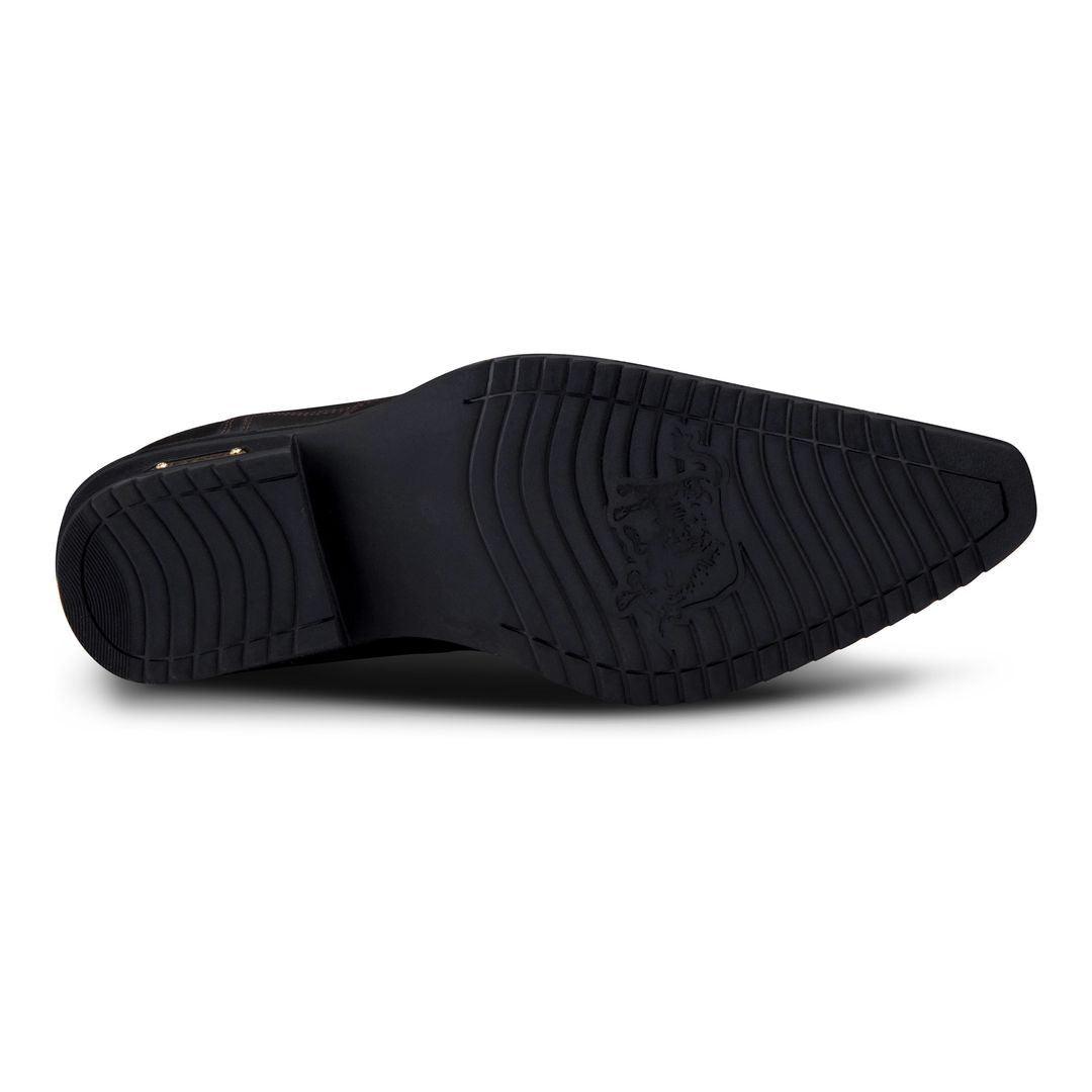 Mens Black Brown Slip On Ankle Boots Vintage Genuine Leather Cowboy Riding Pattern Wincklepickers Cuban Heel - Knighthood Store