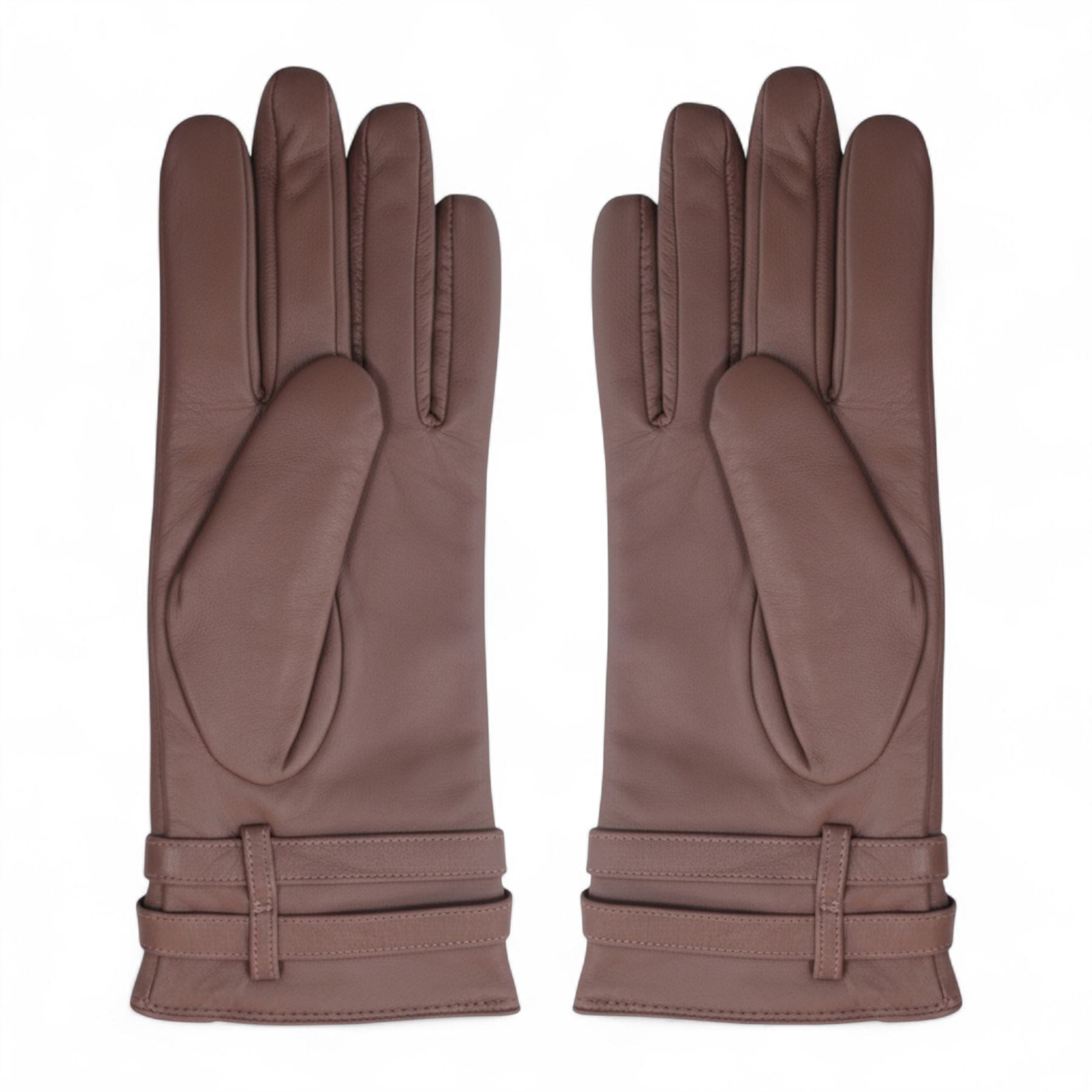 Women's Genuine Leather Adjustable Wrist Buckle Gloves