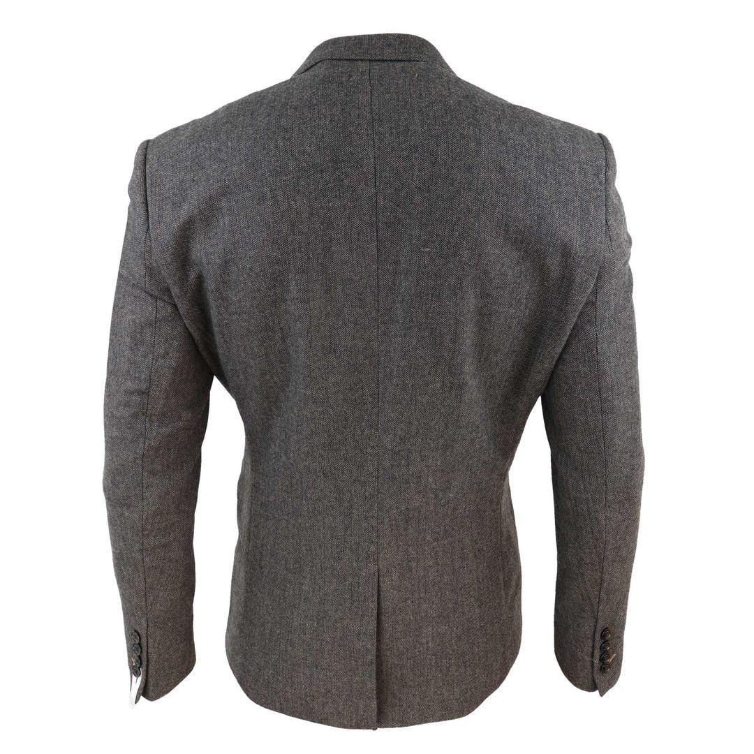 Mens Peaky Blinders Wool Herringbone Tweed Blazer Jacket Blue Brown Vintage - Knighthood Store