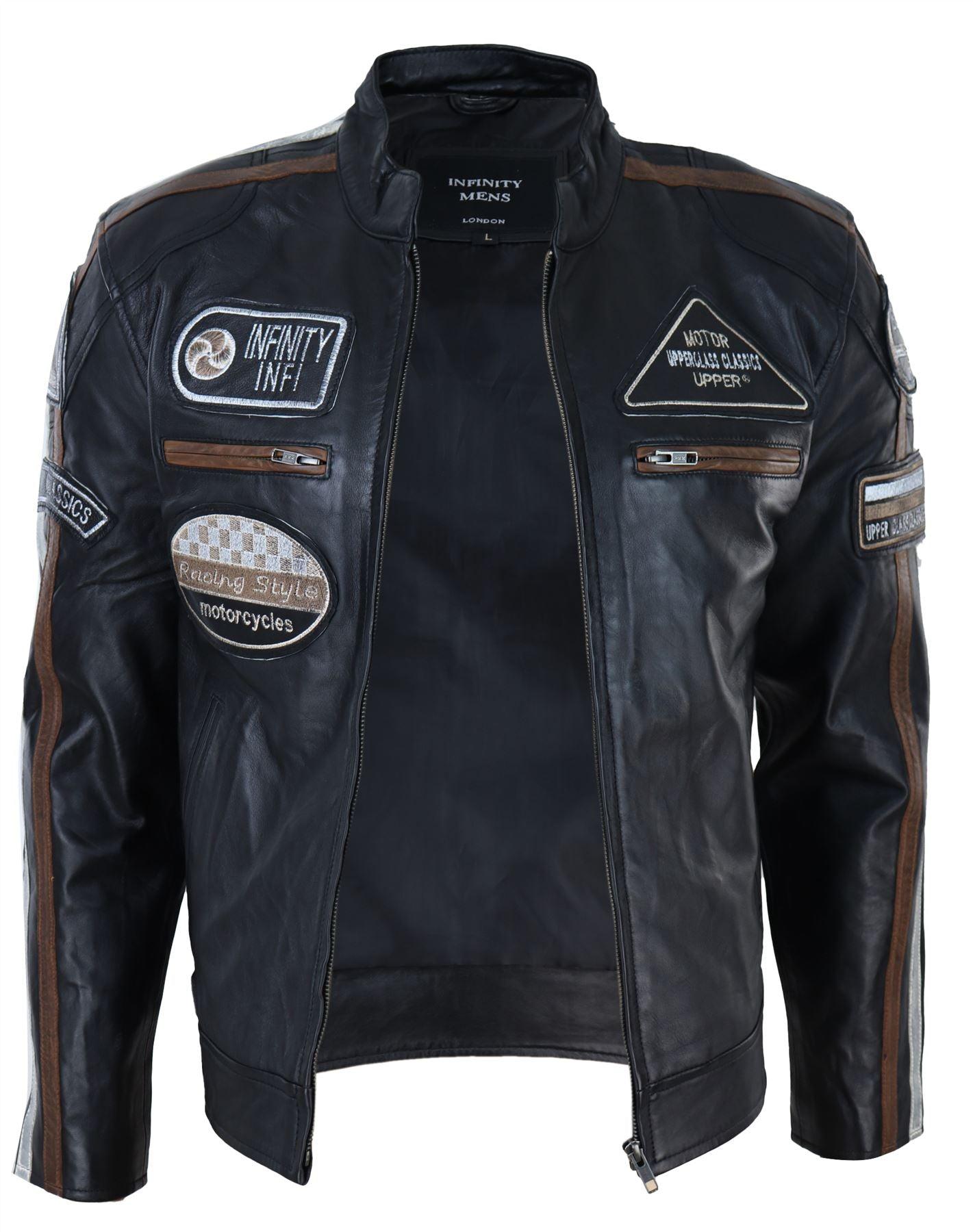 Men's Zipped Biker Leather Jacket | Infinity - Knighthood Store