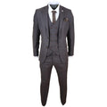 Mens Wool 3 Piece Suit Double Breasted Waistcoat Tweed 1920s - Knighthood Store