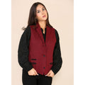 Womens Tweed Herringbone Waistcoat Blazer Jacket Wine Red Classic Vintage 1920s - Knighthood Store