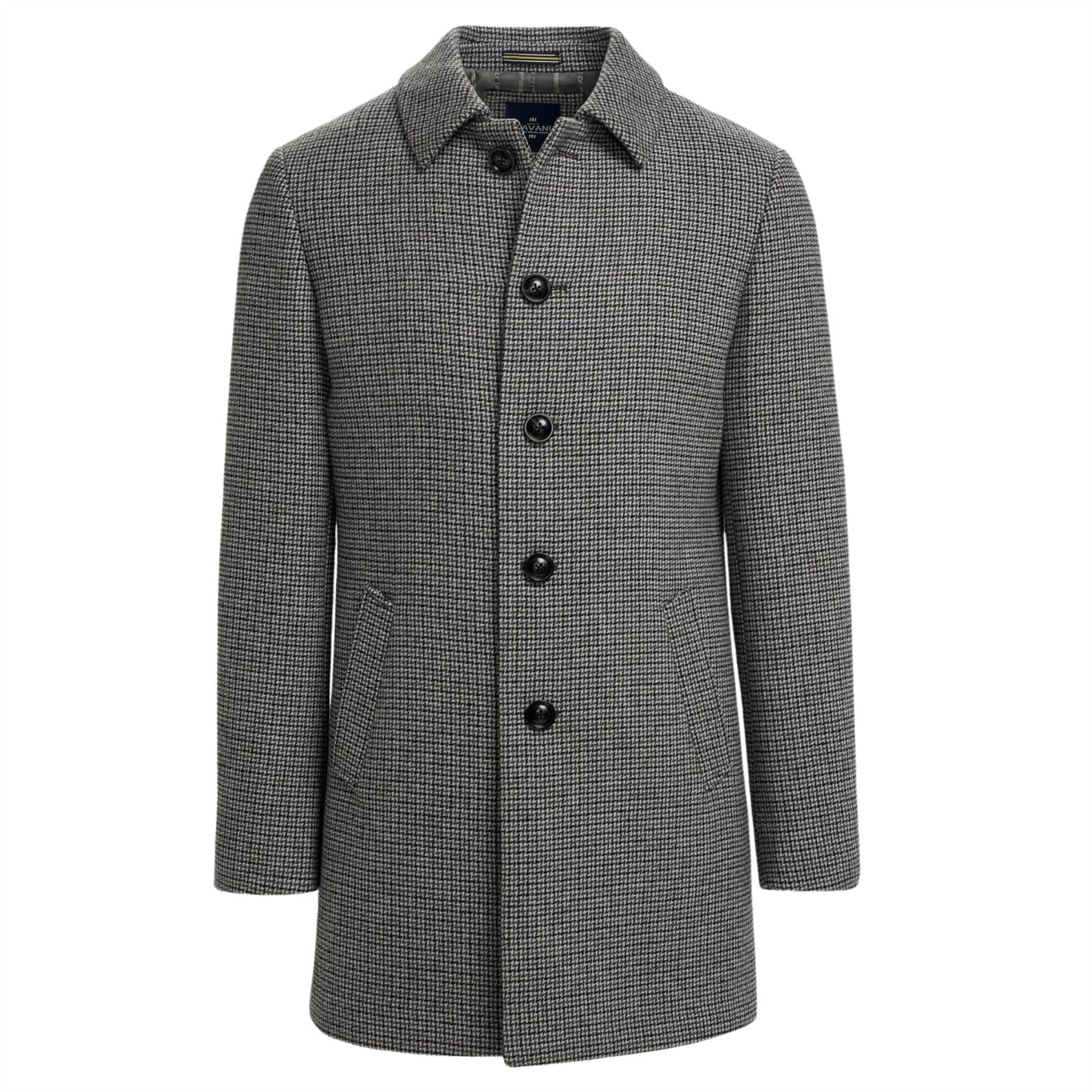 Kerry - Men's Grey Wool Blend Houndstooth Tweed Overcoat