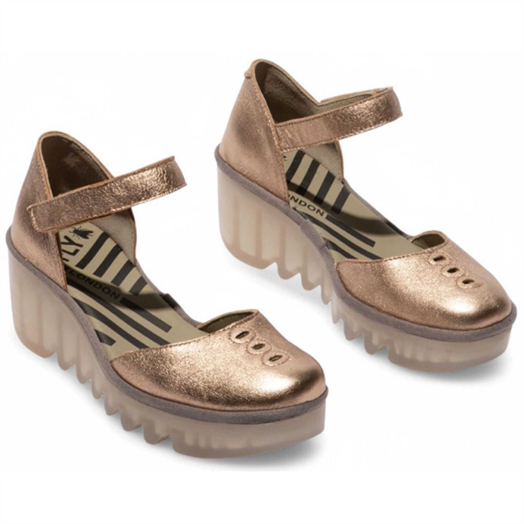 BISO305FLY - Women's Wedge Heel Closed Toe Leather Sandals