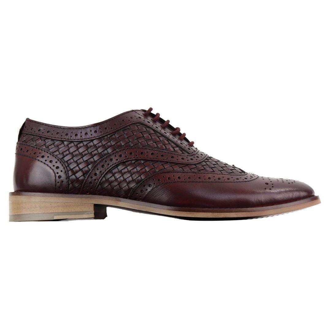 Mens Real Full Leather British Brogues Maroon Brown Black Smart Casual Retro - Knighthood Store