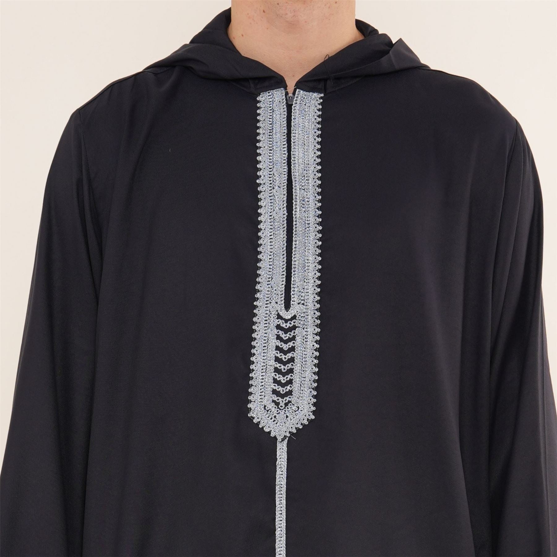 Men's Hooded Gandoura Embroidery Moroccan Thobe
