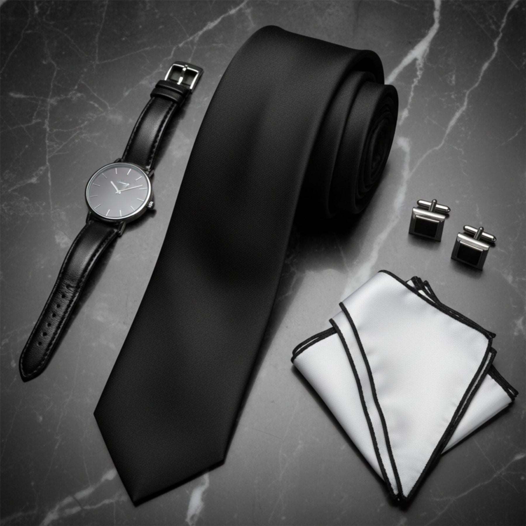 Men's Black Classic Formal Satin Tie