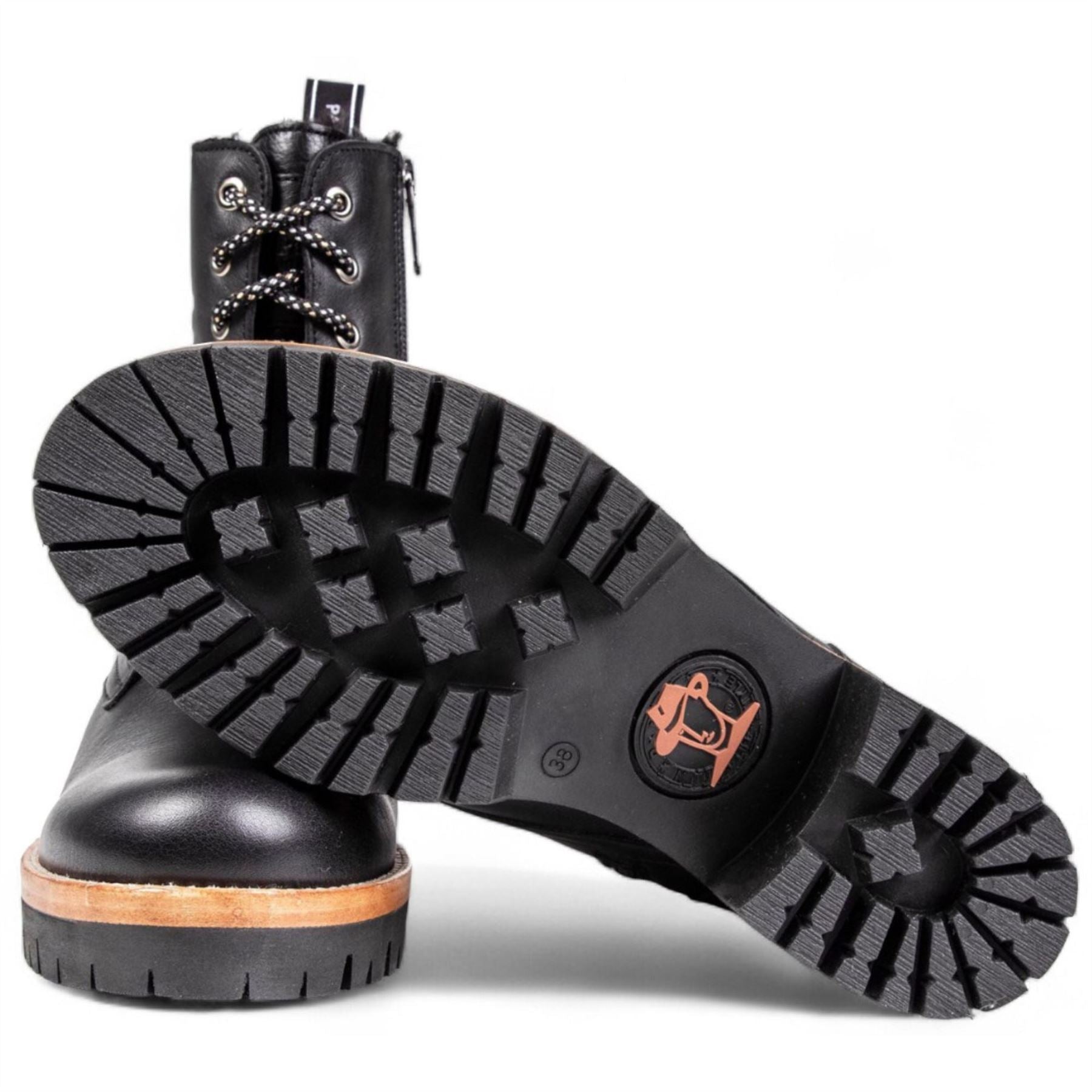 Padma B11 - Women's Black Block Heel Leather Ankle Boots