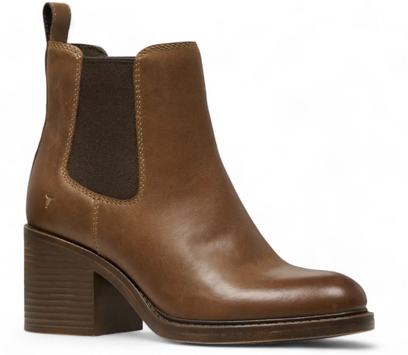 Varsity - Women's Block Heel Leather Chelsea Boots