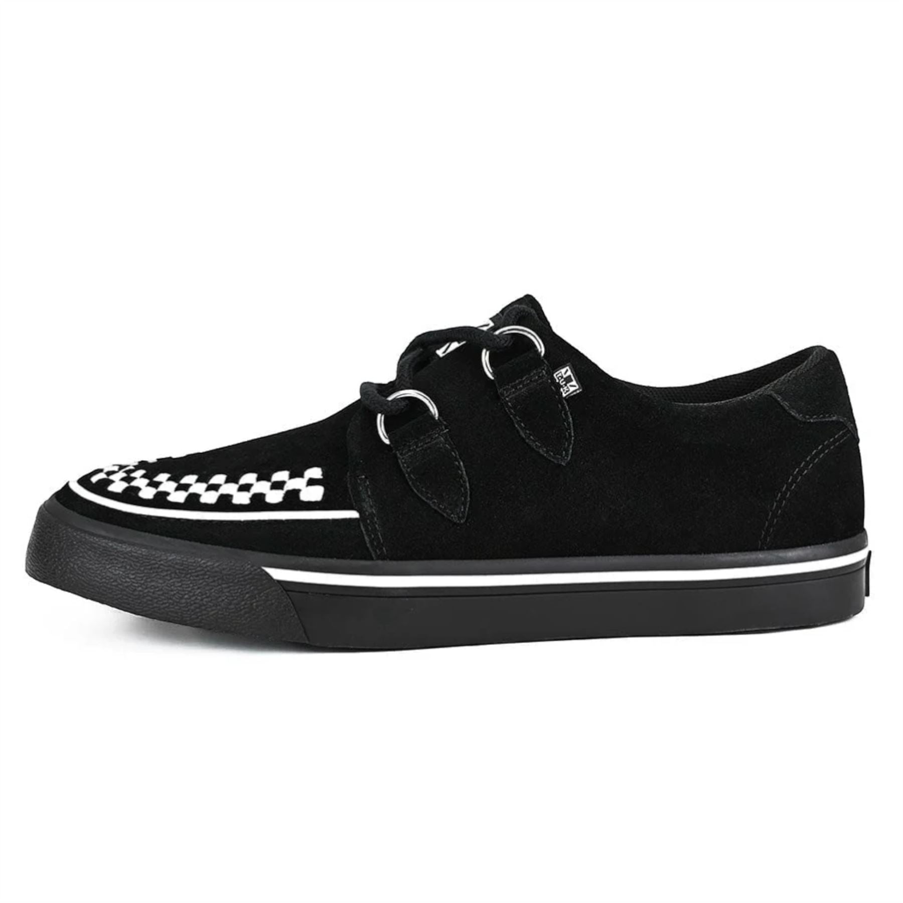 Pointed Creeper Sneaker Black White Suede Platform Shoes