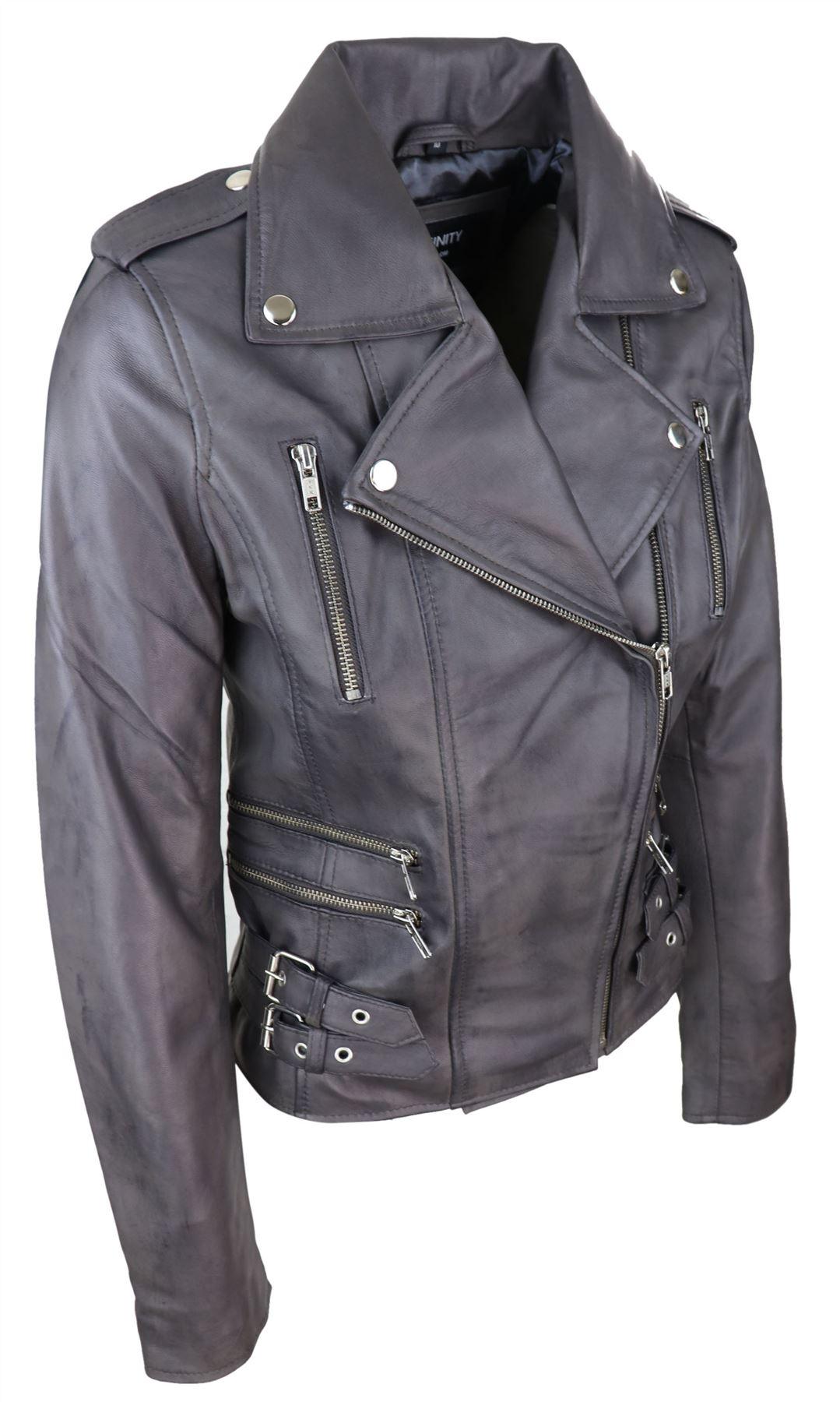 Womens Ladies Real Soft Leather Racing Style Biker Jacket - Knighthood Store