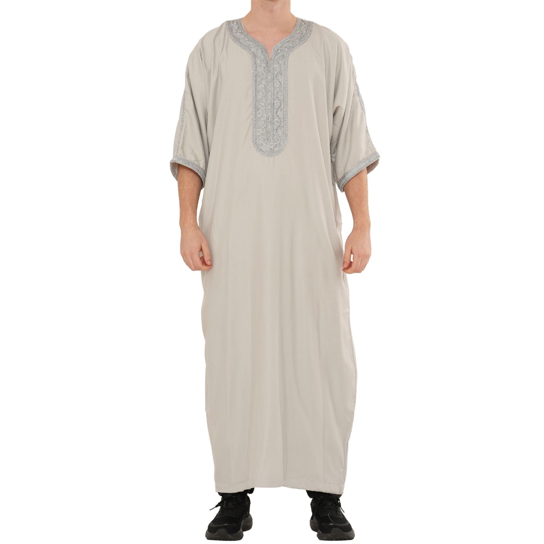 Men's Half Sleeve Embroidery Moroccan Thobe