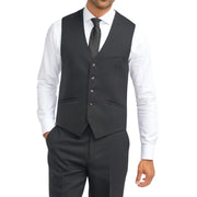 Men's Waistcoat Black Tailored Fit Shadow Stripes Formal Vests