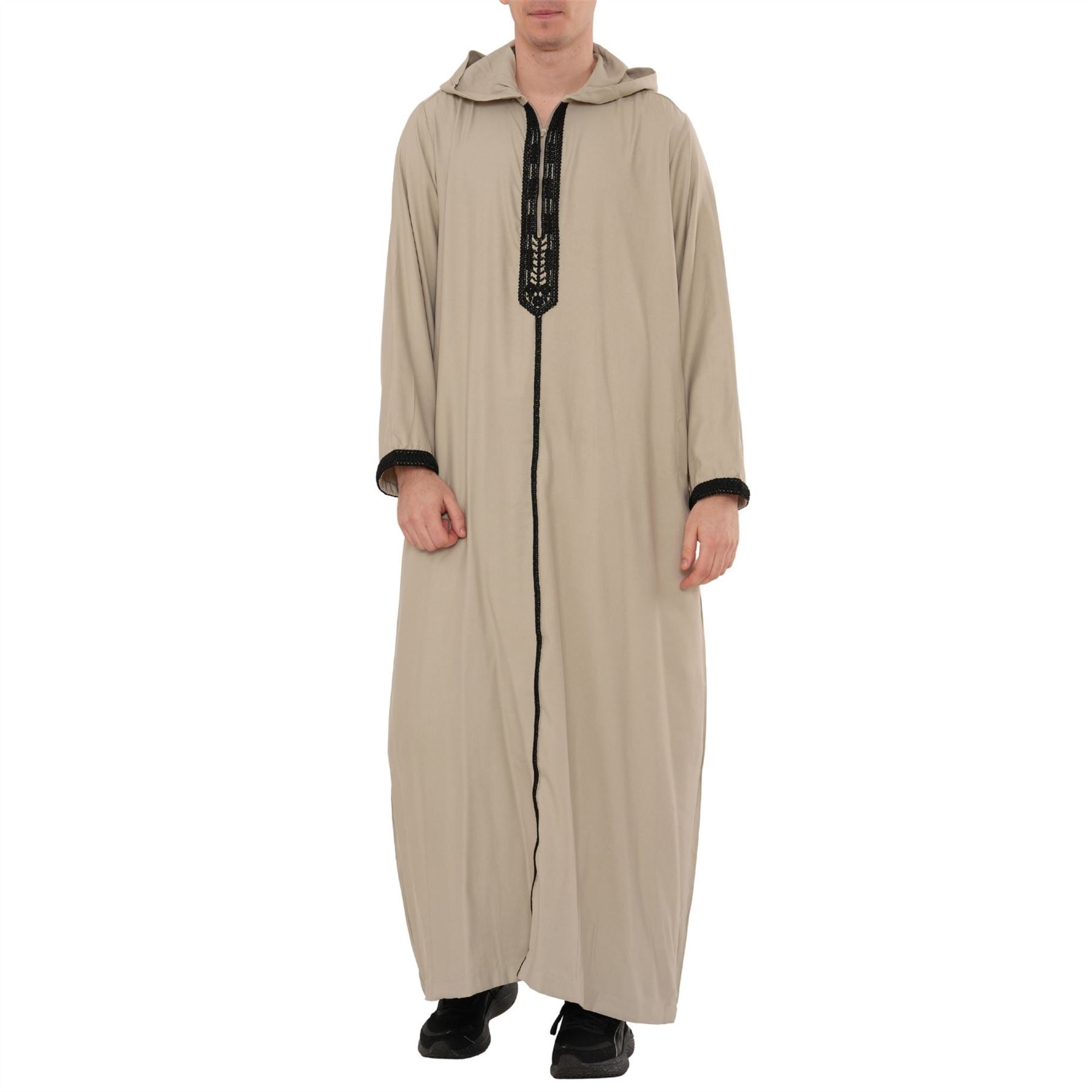 Men's Hooded Gandoura Embroidery Moroccan Thobe