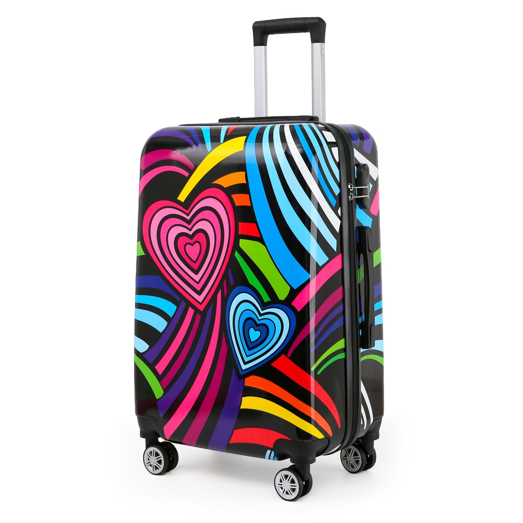 Hard Shell Suitcase Flower Heart Printed Luggage Travel Bag