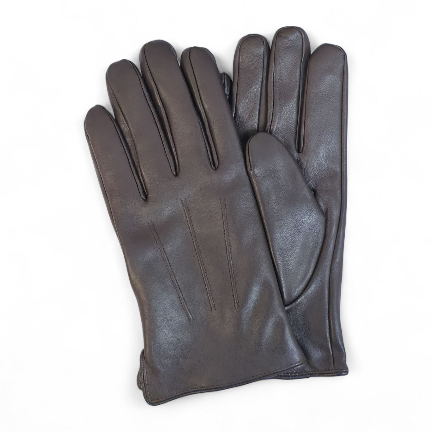 Men's Leather Wool Lined Elastic Wrist Gloves