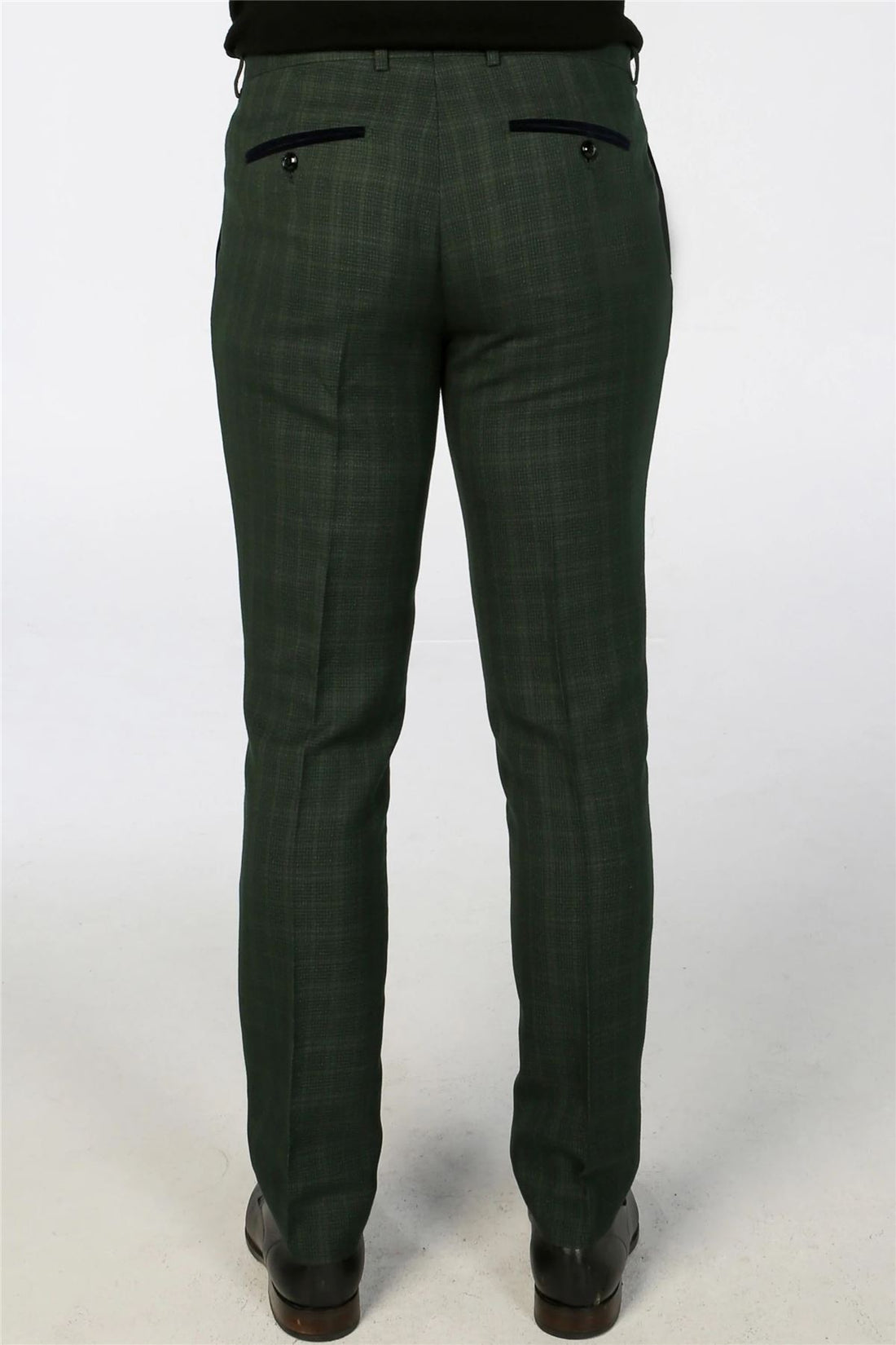 Men's Trousers Green Checked Formal Suit Pants