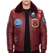 Men's Cowhide Top Gun Maverick Leather Aviator Bomber Jacket