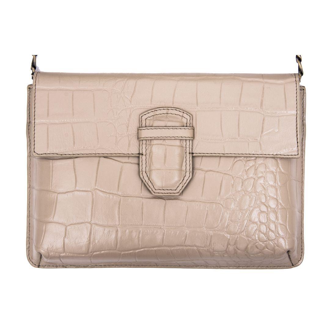 Womens Real Leather Buckle Hide Clutch Shoulder Bag Metal Chain Cross Body - Knighthood Store