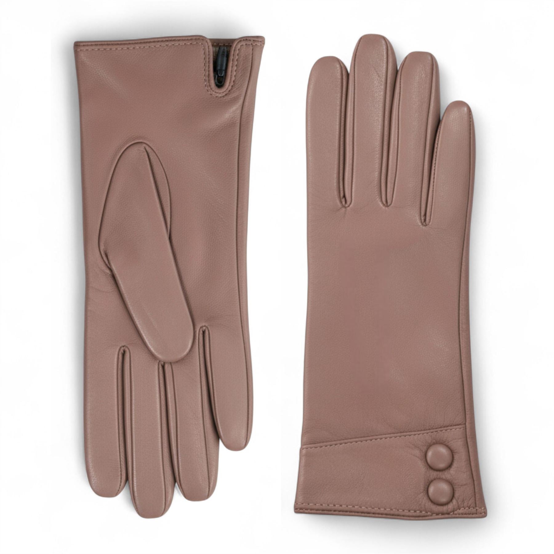 Women's Genuine Leather Decorative Buttons Gloves