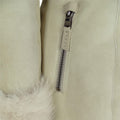 Womens 3/4 Long Cream Toscana Real Sheepskin Suede Hood Jacket Designer - Knighthood Store