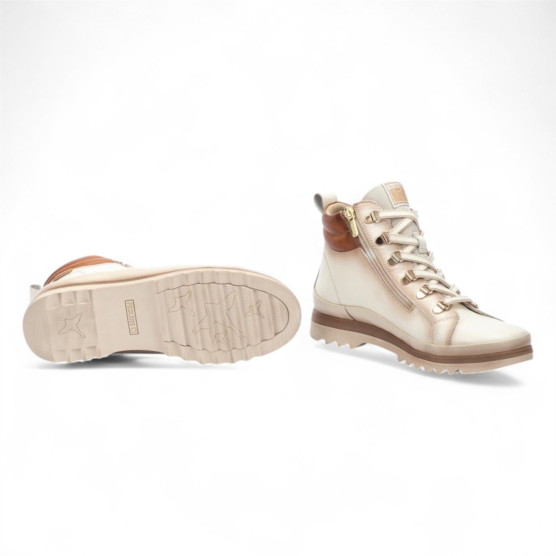 Vigo - Women’s Nata White Leather Ankle Trainers Boots