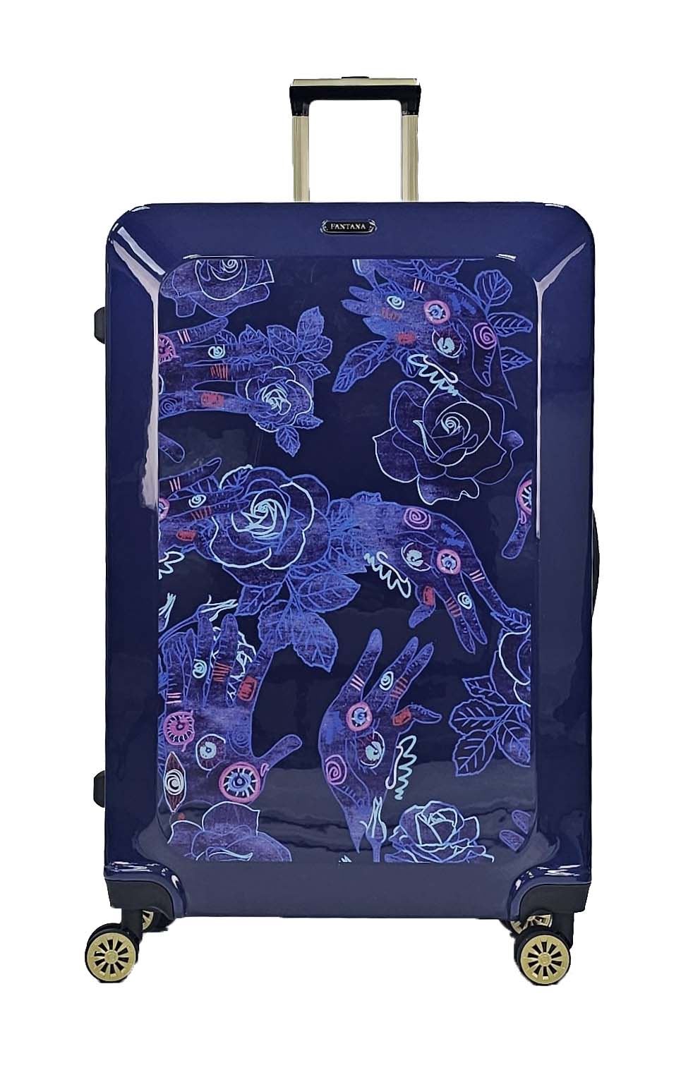 Floral Suitcase 4 Wheel Shiny Hard Case Shell Roller Wheels Cabin Small Medium Large Set Carry On Check In