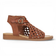 Anuella - Women's Cognac Brown Weave Micro Wedge Sandals